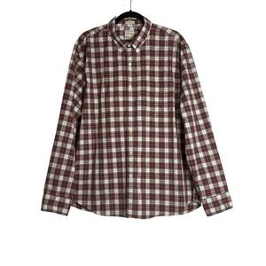 J.Crew Secret‎ Wash Plaid Shirt Mens XL Classic Fit Red Black White Button Down